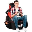 Gaming Bean Bag Chair for Adults [Cover ONLY No Filling] with High Back - Fun Gaming Sofa - Bean Bag Chairs for Adults and Teens - Dorm Chair - Gamer Beanbag Gaming Chair with Cup Holder (Black/Red)