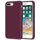 Anuck iPhone 8 Plus Case, iPhone 7 Plus Case, Soft Silicone Gel Rubber Bumper Case Microfiber Lining Hard Shell Shockproof Full-Body Protective Case Cover for iPhone 7 Plus /8 Plus 5.5" - Wine Red