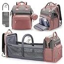 DERSTUEWE Diaper Bag Backpack，Baby Diaper Bags, Baby Shower Gifts, Multifunctional diaper backpack Large Capacity, (Pink)