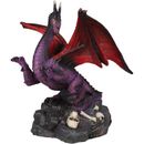 Trinx Devland Small Mythical Fantasy Volcanic Skull Graveyard Dragon Collectible Figurine Resin in Indigo/Red | Wayfair