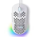 TMKB Falcon M1SE Ultralight Honeycomb Gaming Mouse, High-Precision 12800DPI Optical Sensor, 6 Programmable Buttons, Customizable RGB, Drag-Free Paracord, Ergonomic Wired Gaming Mouse - Matte White