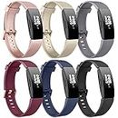 6 Pack Bands Compatible with Fitbit Inspire 2 & Fitbit Inspire HR & Fitbit Inspire & Fitbit Ace 2 Fitness Tracker for Women Men, Sport Silicone Replacement Straps for Fitbit Inspire 2 Bands (Rose gold/Champagne Gold/Wine red/Black/Navy Blue/Gray, Small)