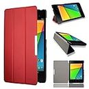 for Google Nexus 7 FHD 2013 2nd Gen Tablet Smart Case, Ultra Slim Magnetic Sleep/Wake Up Flip Leather Folio Stand Cover for Asus K009 Google Nexus 7 2rd(2013 Release) (Red)