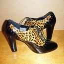 ROS R Hommerson  Sz 10W Patent Leather Brogue Animal Print Women's Heels Shoes