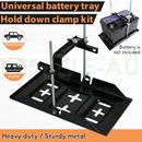 Universal Metal Car Battery Tray Adjustable Hold Down Clamp Bracket Kit Cycle AU