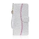 LUCASI Custodia iPhone 7 Plus/8 Plus(5.5"), Bling Glitter Cover in Pelle PU,Flip Portafoglio Case,Supporto Stand, con Magnetica a Scatto-Argento