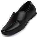 FAUSTO Men's Ethnic Criss Cross Slip On Juttis and Mojaris for Wedding|Party|Occasions|Fashion|Stylish|Outdoor|Indoor|Lightweight|Shoes with Anti Skid Sole (Black, Numeric_8)
