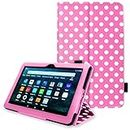 TECHGEAR Smart Case Designed For Amazon Fire HD 8" / HD 8" Plus (2022 & 2020 / 10th & 12th Generation) PU Leather Folio Smart Stand Case Cover with Hand Strap with Auto Wake/Sleep [PinkPolka Dot]