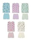 BREEZEWAY New Born Baby Boys & Baby Girls Top and Bottom set, Top wear and Panties, Hosiery soft cotton material Front button type, Rich printed casual Dress (0-6 month) (Pack of 5 set)
