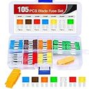 Nilight 105PCS Micro2 Fuse ATR APT Car Blade Fuses Assortment Kit Micro 2 Car Fuses Replacement 5A 7.5A 10A 15A 20A 25A 30A Automotive Fuse with Fuse Puller for Cars Trucks SUVs RVs