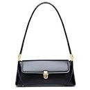 Small Clutch Shoulder Bag for Women Leather Mini Tote Handbag Purse with Buckle Closure (black)