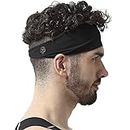Skullfit Sports Headbands For Men (Black) - Lightweight Moisture Wicking Workout Sweatbands For Running, Gym, Yoga, Cycling, Tennis, Cricket And Other Sports - Spandex, Polyester Blend, Cotton
