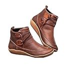 Women's Vintage Casual Short Ankle Boots Women Arch Support Slip On Low Heel Booties Ladies Sneaker Casual Walking Short Bootie for Fall Winter Outdoor (41,Brown)