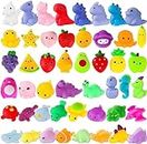 48Pcs Mochi Squishies Toys Fruit Dinosaur Animal Stress Relief Squeeze Squishies Toy Party Favors Toys Gifts for Kids Pinata Loot Bag Fillers