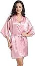 FOXBOOM Women's Kimono Robe Silk Bathrobe Sleepwear Short Satin Robes for Bridal Bridesmaids Dressing Gown (Medium, Pink)