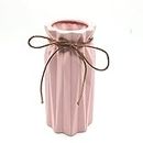 ANDING Pink Ceramic Vase - Elegant Origami Art Design- Ideal Gift for Friends and Family, Wedding, Desktop Center Vase, A Perfect Home Decor Vase (LY097)
