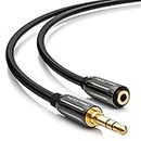 Deleycon 2m Stereo Audio Jack Extension Cable - 3.5mm Female Jack to 3.5mm Male Jack - Aux Cable - Metal - Gold-Plated - Black