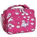 Amersun Kids Lunch Box, Insulated School Lunch Bag with Padded Liner Keeps Food Hot Cold for Long Time,Thermal Travel Lunch Cooler for Girls-2 Pockets,Cartoon Flying Horse