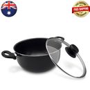 24cm Non-Stick Casserole With Lid Home Kitchen Cooking Cookware Stockpot Pan *