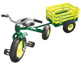 Children's Tricycle with Wagon, Green with Yellow Accents