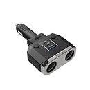 JCBL Accessories Choe-tech PD Total 200W Car Charger Splitter with 2 Port, 12V/24V, Fast Charging Adapter for All iOS and Smartphones Devices, Dual Cigarette Lighter, LED Display, TC0020