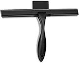 Sishynio Shower Squeegee for Shower Doors， Bathroom， Window and Car Glass - Black， Stainless Steel， 10 Inches
