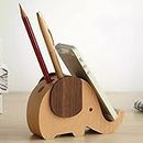 Wooden Phone Stand Elephant Pen Holder Multifunctional Desk Organizer for Office Supplies Pencil Holders
