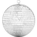 Updated 200mm Mirror Disco Ball with Hanging Ring, Silver Glitter Ball Great for Party or Dj Dance Light Effect Christmas Photo props