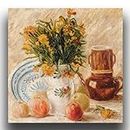 Yomcut Van Gogh Wall Art - Vase With Flowers, Coffee Pot And Fruit Poster - Classic Art Painting - Still Life Oil Painting - Great for Bedroom, Hotel, Unframed Cool Home Decor（12×12in/30×30cm