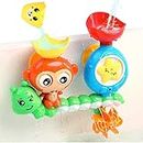 G-WACK Pro Bath Toys for Toddlers Age 1 2 3 Year Old Girl Boy, Preschool New Born Baby Bathtub Water Toys, Durable Interactive Multicolored Infant Toy, Lovely Monkey Caterpillar, 2 Strong Suction Cups