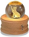 Kibuhain 3D Crystal Ball Music Box with Projection LED Light and Rotating Wooden Base,Best Gift for Birthday,Mother's Day,Valentine's Day,Music Boxes for Women Mom Girls-Castle in The Sky