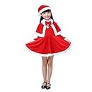 Qchomee Mrs Santa Claus Costume Suit for Girls Boys Kids Age 3-6 Years Miss Santa Claus Cosplay Costume Suit Christmas Cloak Xmas Hat Fancy Dress Costume Outfit Christmas Cape for Girls Boys