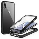 JETech Case for iPhone XR 6.1-Inch with Built-in Anti-Scratch Screen Protector, 360 Degree Full Body Rugged Phone Cover Clear-Back (Black)