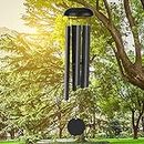 Large Wind Chimes Outdoor, Victop Deep Tone 31 inches Memorial Wind Chim 5 Hollow Aluminum Tubes Pleasant Melody Classic Retro Decor Windchimes for Garden, Home, Yard, Indoor and Outdoor Decor (Black)