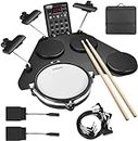 LEKATO Electronic Drum Set, Portable Electric Drum Set for Beginner with Quiet Mesh Snare Drum Pads, 220+ Sounds, USB MIDI, 2 Switch Pedal, Electric Drum Kit with Sticks, Travel Bag