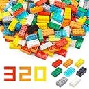 WYSWYG Building Bricks 2x4 Stud 320 Pcs, 8 Colours, Classic Building Blocks Set, Compatible with All Major Brands