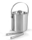 King International Stainless Steel Insulated Double Walled Ice Bucket with Lid & Handle, 1.5L, Ice Tong, Ice Cold for 6 Hours, Bar Tools for Home Bar Accessories, Mini Bar