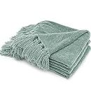 RECYCO Throw Blanket Soft Cozy Chenille Throw Blanket with Fringe Tassel for Couch Sofa Chair Bed Living Room Gift (Sage, 50'' x 60'')