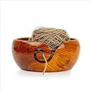 Nagina International Premium Rosewood Crafted Wooden Portable Yarn Bowl | Knitting Bowls | Crochet Holder (7 x 7 x 3 Inches)