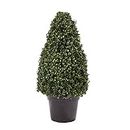 Pure Garden Artificial Boxwood Topiary-36” Tower Style Faux Plant in Sturdy Decorative, Realistic Indoor or Outdoor Potted Shrub-Home Décor