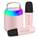 Tipao Karaoke Machine for Kids with 2 Microphones, Portable Kids Karaoke Machines for Girls with LED Party Lights,Girls Toys Birthday Gifts for Kid,14-18 Years Old (Pink 2 Mic)