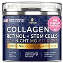 Collagen Face Moisturizer with Airless Pump - Collagen Botanical Stem Cells Cream for Skin with Retinol, Niacinamide, Hyaluronic Acid - Anti-Aging Day & Night Cream - Made in USA (1.7 Oz)