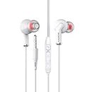 Kratos Champ Powerful BASS, Wired Ear Phones with Mic, One Button Multi Function Remote, HD Dynamic Sound Compatible with All Devices|Stereo Sound Buds - White