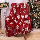 Christmas Blanket (50x60 Inches, Christmas Snowflake Blanket) Fleece Soft Red Blanket Christmas Home Décor Plush Christmas Throw Blanket Bed Throws for Winter Bedding Couch