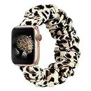 ALNBO Compatible with Apple Watch Band 38mm 40mm 42mm 44mm Soft Floral Fabric Elastic Scrunchies iWatch Bands for Apple Watch Series 6,SE,5,4,3,2,1 38mm/40mm Leopard S