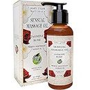 Sensual Massage Oil w/Rose and Jasmine Essential Oil (8 Fluid Oz) – Perfect for Men, Women, Couples, Massaging, Nourishing the Skin, and Much More… By Mary Tylor Naturals