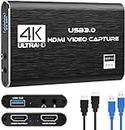 VIXLW 4K HDMI Video Capture Card, USB3.0 1080P 60FPS Video Recorder, Nintendo Switch Capture Card for Streaming Gaming and Broadcasting, Xbox Series X/S, Xbox One X/S, PS4, PS5, OBS, Camera, PC