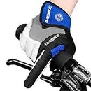 INBIKE Cycling Gloves Bike Gloves Men Mountain Bike Full Finger Gel Padded Blue Large