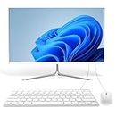 EUISHIHUA 24” All-in-One Computers, N5095 Quad-Core Desktop Computer with Camera, 8G Ram 512G SSD IPS HD Display, WiFi BT for Home Entertainment Business Office White