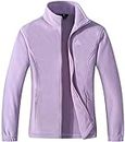 GIMECEN Women's Lightweight Full Zip Soft Polar Fleece Jacket Outdoor Recreation Coat With Zipper Pockets, Women-light Purple12, Small